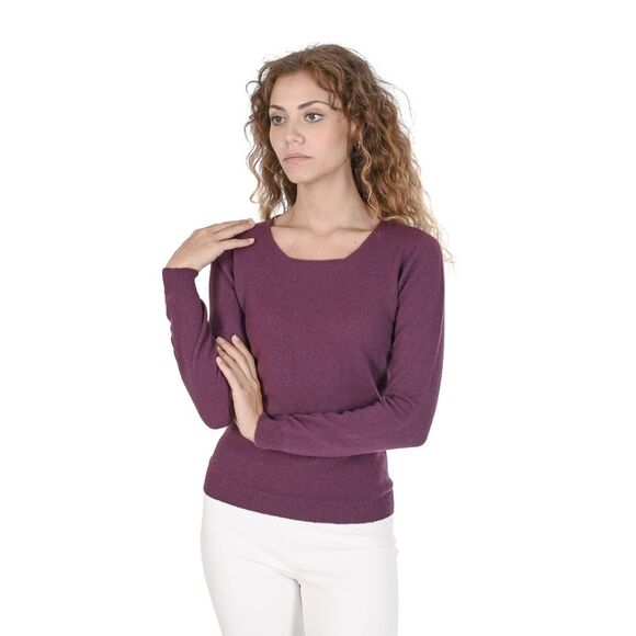 Crown of Edinburgh Cashmere Cashmere Pullover Sweater Women Bordeaux Sweaters - Picture 1 of 7